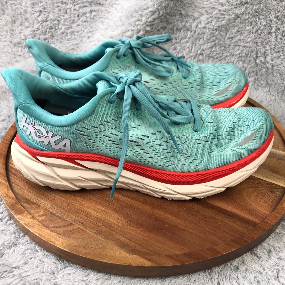 Hoka One‎ One Clifton 8 Womens 7B Blue Gym Road Running Sneakers Shoes